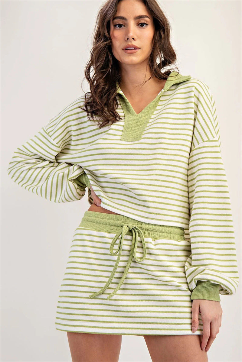 Damen lässiger Pullover mit gestochenem Streifenmuster R&B