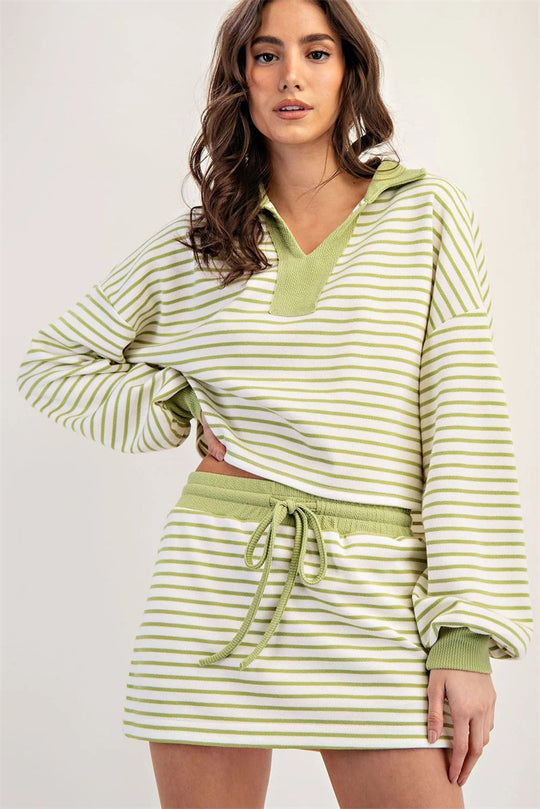 Damen lässiger Pullover mit gestochenem Streifenmuster R&B