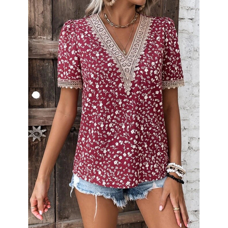 Damen Floral Bestickte Freizeitbluse R&B