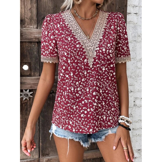 Damen Floral Bestickte Freizeitbluse R&B