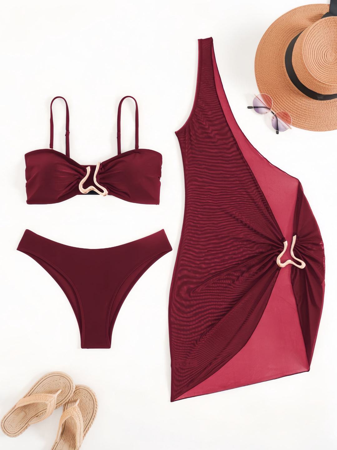Damen Bikini-Set mit modernem Wickelrock und elastischem Oberteil R&B