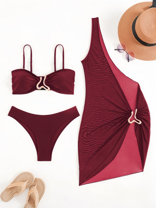 Damen Bikini-Set mit modernem Wickelrock und elastischem Oberteil R&B