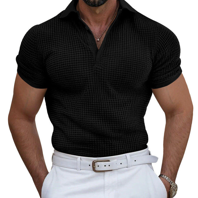 Herren nan strukturiertes Piqué-Poloshirt aus Baumwollmischung mit verstärktem Polokragen R&B