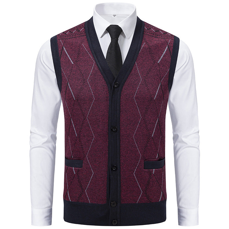 Herren modische Strickweste mit raffinierten Mustern und praktischen Taschen R&B