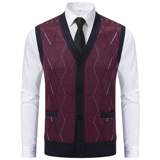 Herren modische Strickweste mit raffinierten Mustern und praktischen Taschen R&B