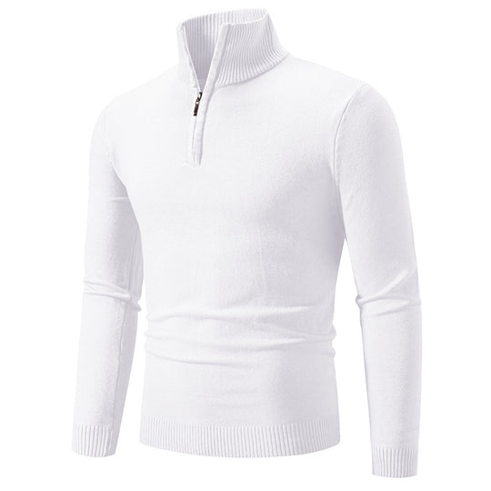 Herren eleganter Strickpullover mit Stehkragen und Reißverschluss R&B