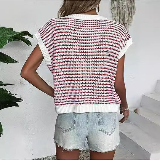 Damen lässiges Strickoberteil mit modernem Muster und weitem Schnitt R&B