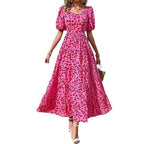 Damen Midi-Kleid mit floralem Druck und voluminösen Ärmeln R&B