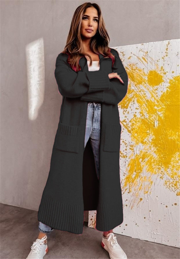 Damen Langer Strickcardigan mit praktischen Taschen und lässigem Schnitt R&B