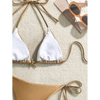 Damen Triangel-Bikini mit verstellbaren BindR&Bändern und dekorativem Schmuckdetail R&B