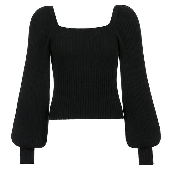 Damen Cropped Pullover mit voluminösen Ärmeln und Rippstruktur R&B