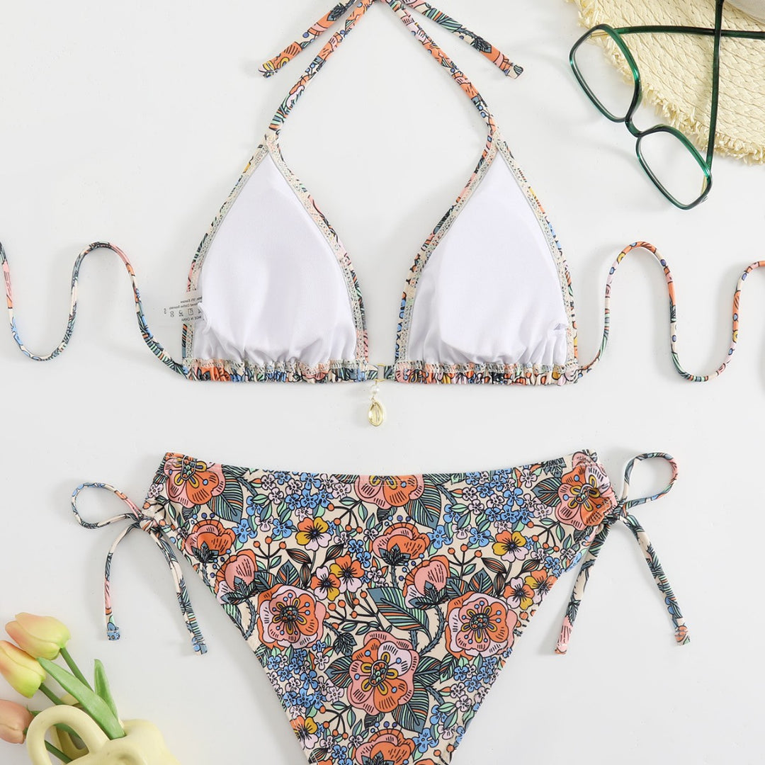 Damen Bikini-Set mit verspieltem Blumenmuster und verstellbaren Trägern R&B