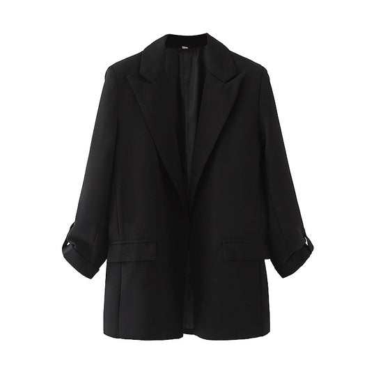 Damen elegante Blazerjacke mit modernem Schnitt und strukturiertem Gewebe R&B