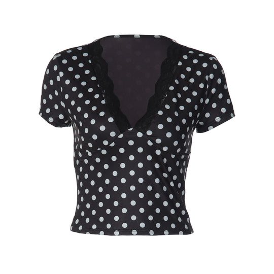 Damen Polka-Dots Spitzenoberteil R&B