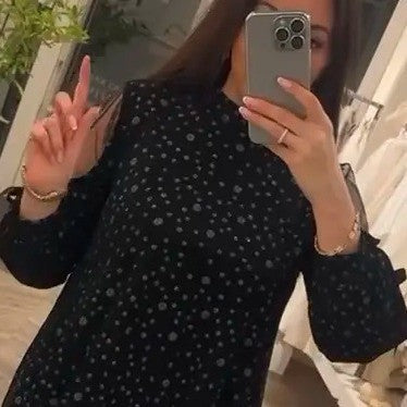 Damen Kurzärmeliges Kleid mit Punkte-Muster und modischen Rüschendetails R&B