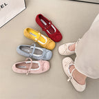 Damen elegante Ballerinas mit feiner Spitzenverzierung und praktischem Schnallenverschluss R&B