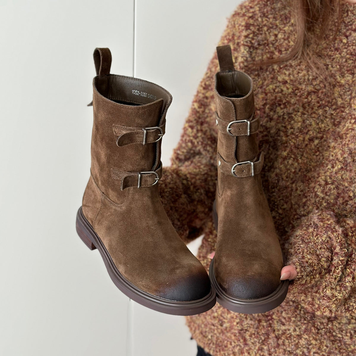 Damen Stiefel mit stylischen Schnallen und robustem Profil R&B