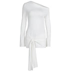 Damen asymmetrisches Wickeloberteil mit dekorativem Knoten R&B