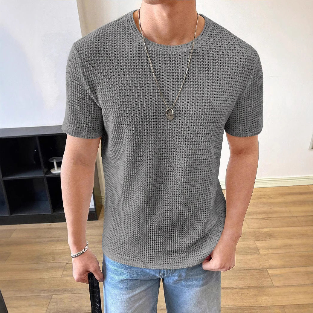 Herren lässiges Struktur-T-Shirt aus atmungsaktivem Material R&B