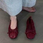 Damen Ballerina-Schuhe mit gerafftem Design und verspieltem Schleifendetail