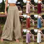 Damen weit geschnittene Sommerpalazzo-Hose mit hohem Bund und plisséierten Details R&B