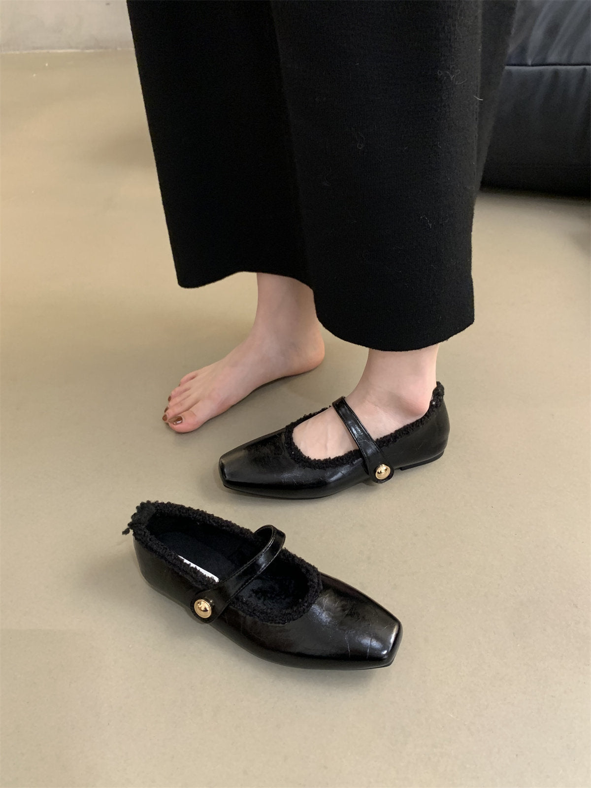 Damen Ballerinas mit modischem Riemchen und weichem Innenfutter R&B