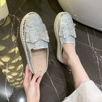 Damen Glamouröse Slipper mit funkelndem Glitzer und dekorativem Schleifen-Detail