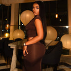 Damen Elegantes Wickeloberteil und figurbetonte Maxirock Kombination R&B