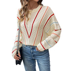 Damen Modischer Strickpullover mit auffälligem Ajourmuster R&B
