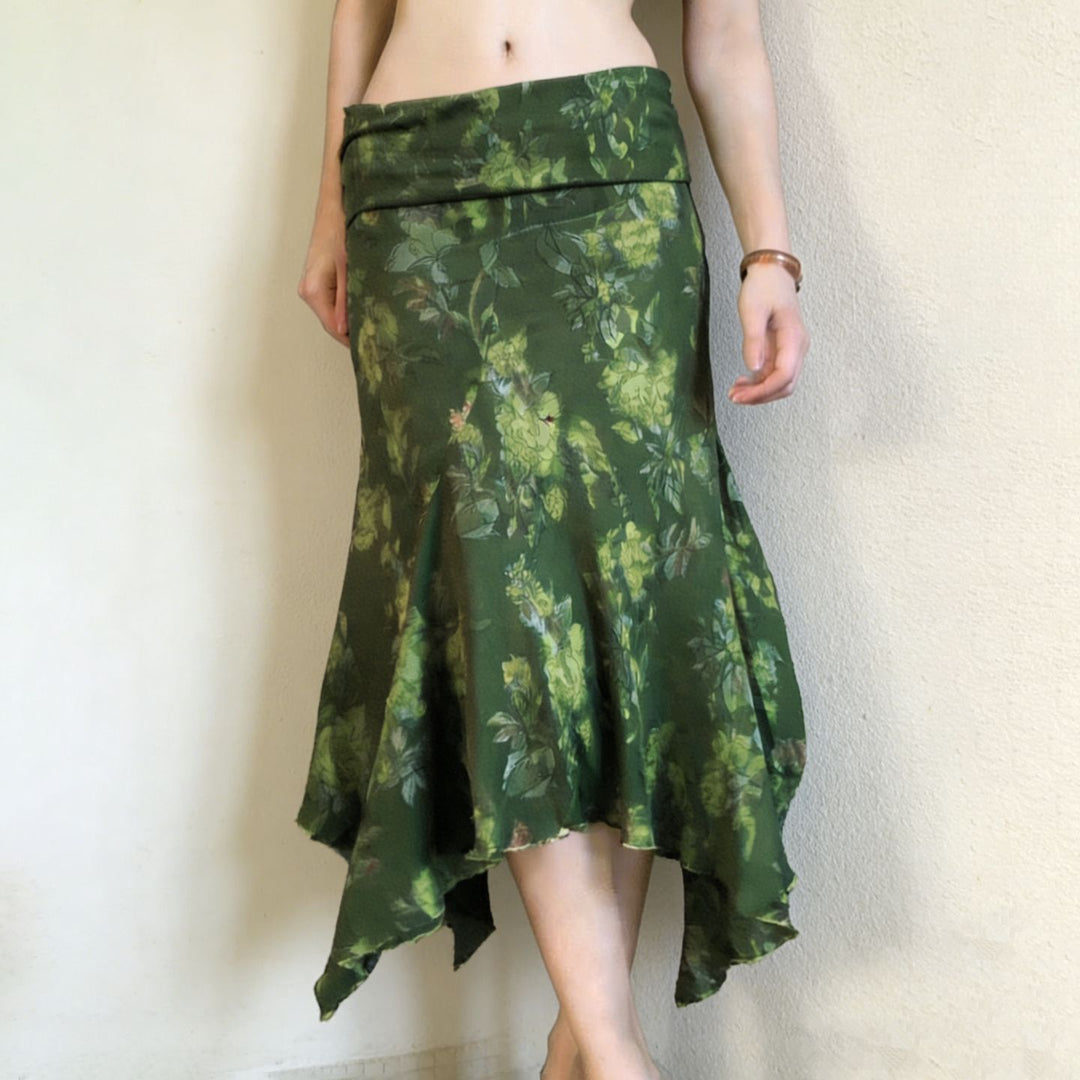 Damen asymmetrischer Wickelrock mit floralem Design und elastischem Bund R&B