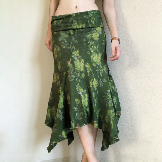 Damen asymmetrischer Wickelrock mit floralem Design und elastischem Bund R&B