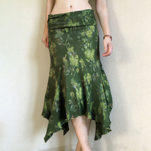 Damen asymmetrischer Wickelrock mit floralem Design und elastischem Bund R&B
