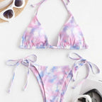 Damen Triangel-Bikini-Set mit modernem Tie-Dye-Design R&B