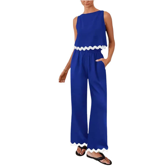 Damen elegantes Lounge-Set mit weitem Schnitt und dekorativen Wellenabschlüssen R&B