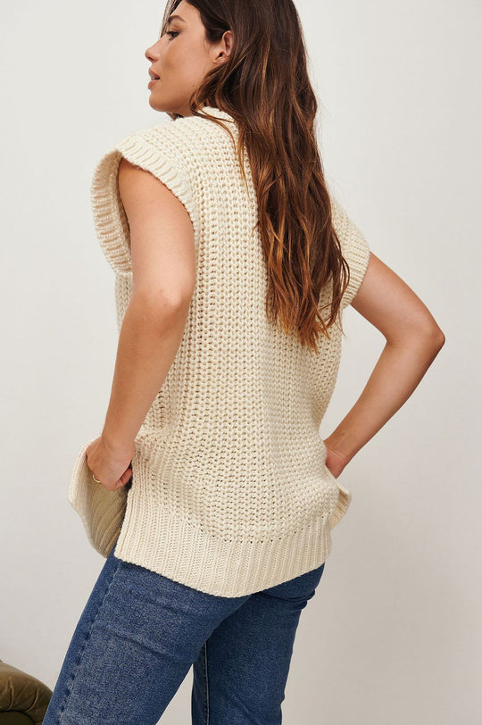 Damen Oversized Strickoberteil aus hochwertiger Baumwolle mit Tasche R&B