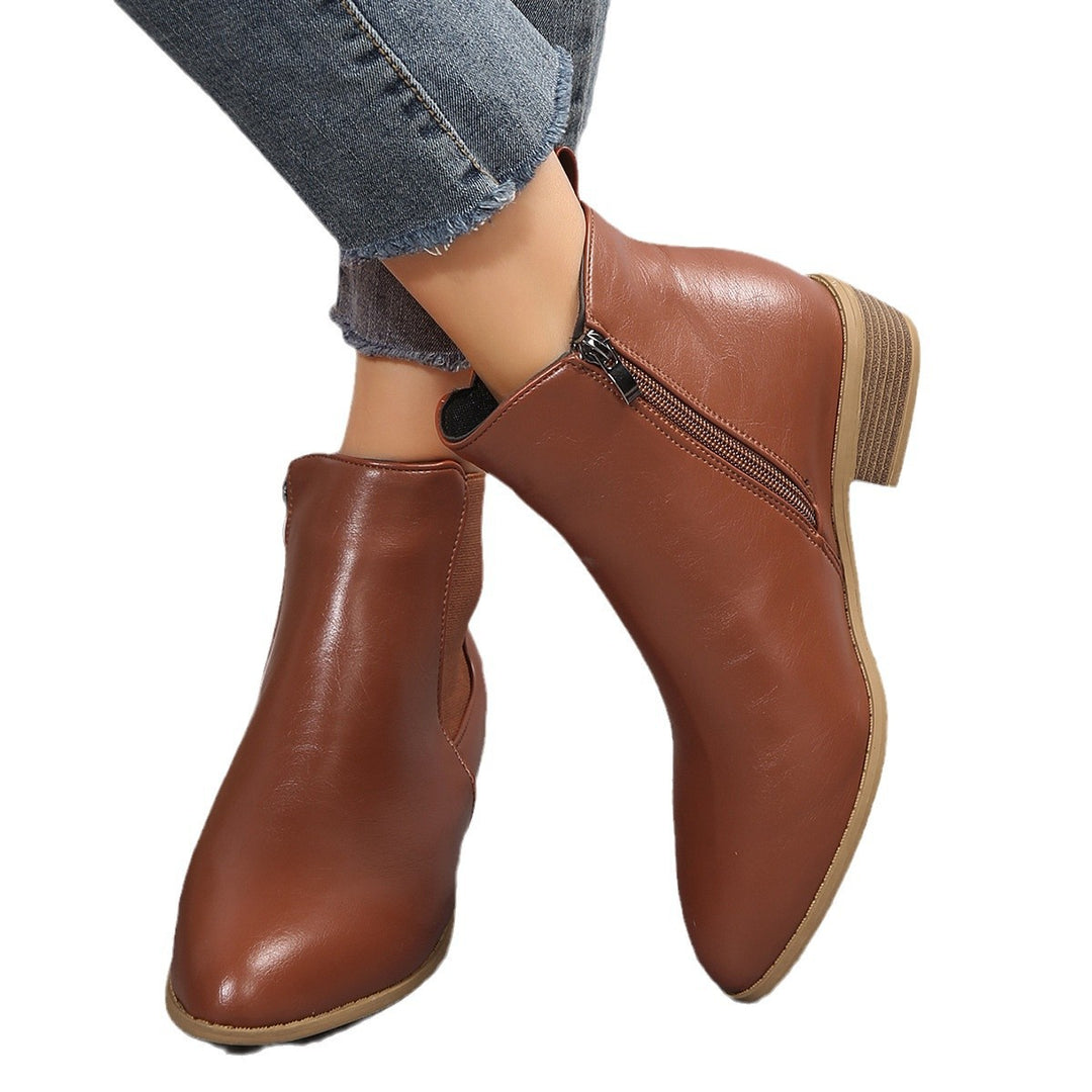Damen modische Ankle-Boots mit elegantem Reißverschluss und stabiler Sohle R&B