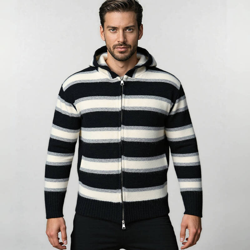Herren Kapuzenjacke mit modernen Streifen und praktischen Taschen R&B