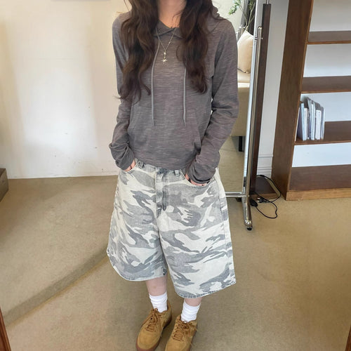 Damen Cargoshorts mit weitem Schnitt und modischem Camouflage-Muster R&B