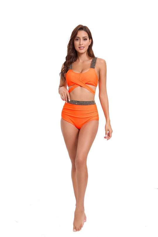Damen Sportliches Bikini-Set mit raffiniertem Wickeldesign und verstellbaren Trägern R&B