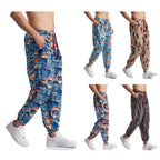 Herren lässige Harem-Hose mit buntem Muster und elastischem Bund R&B