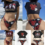 Damen Crop-Top Bikini mit grafischem Design R&B