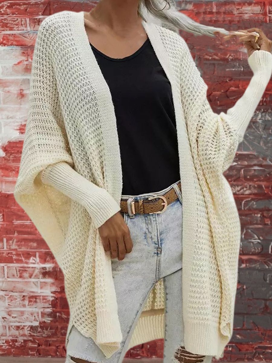 Damen Grobstrick Cardigan im lässigen Design mit weitem Schnitt und feiner Struktur R&B