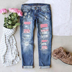 Damen Ripped Jeans mit modischen Patches und lässigem Schnitt R&B