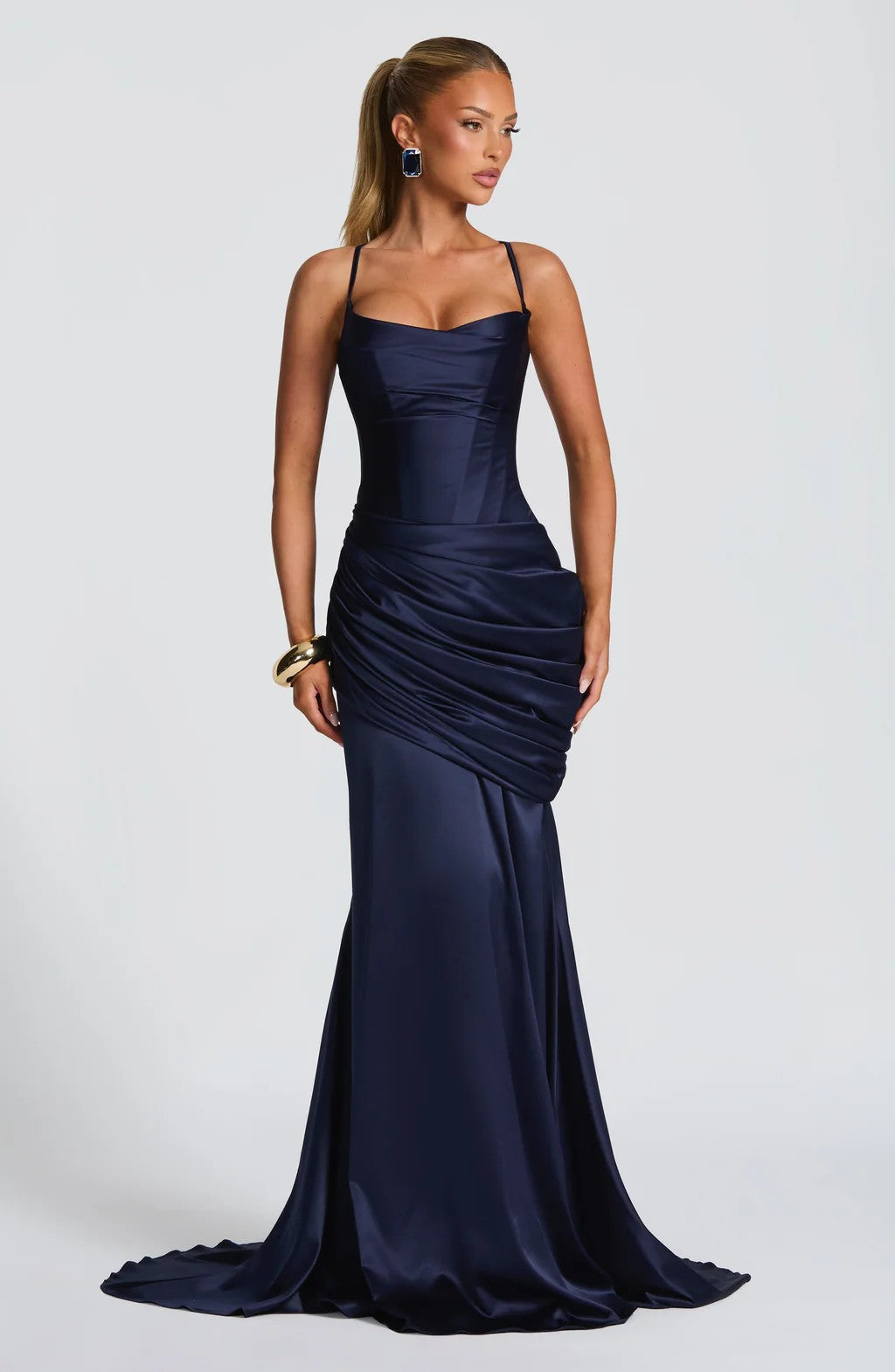 Damen elegantes Abendkleid mit raffinierten Drappierungen R&B