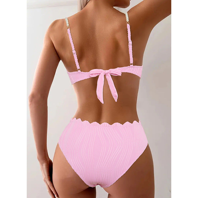 Damen Push-Up-Bikini mit Raffung und eleganten Trägern R&B