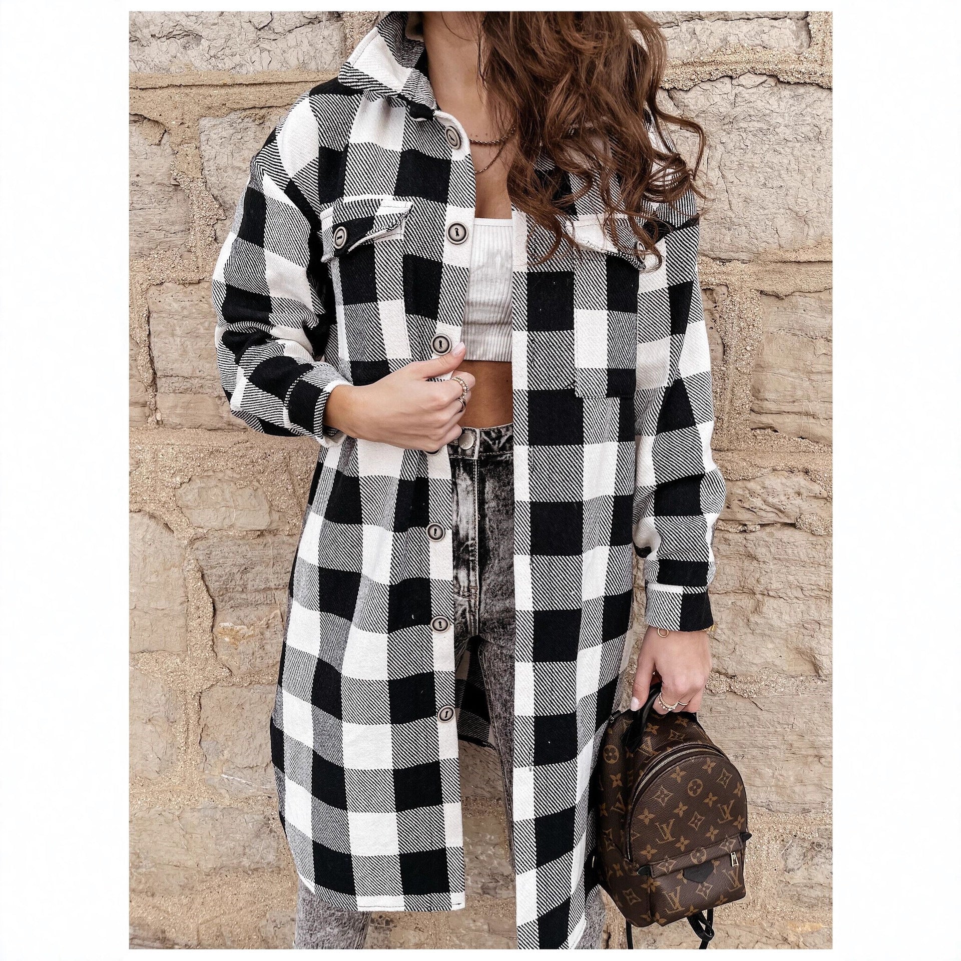 Damen Oversized Karohemdenjacke R&B