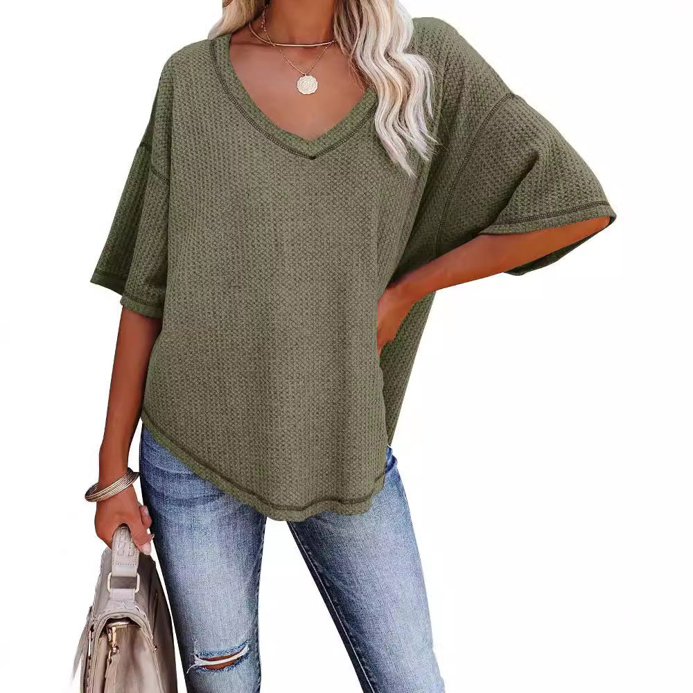 Damen lässiges Oversized-Oberteil mit strukturiertem Webmuster R&B