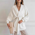 Damen Luxuriöser Wickelcardigan mit komfortablem Schnitt und Gürtel R&B