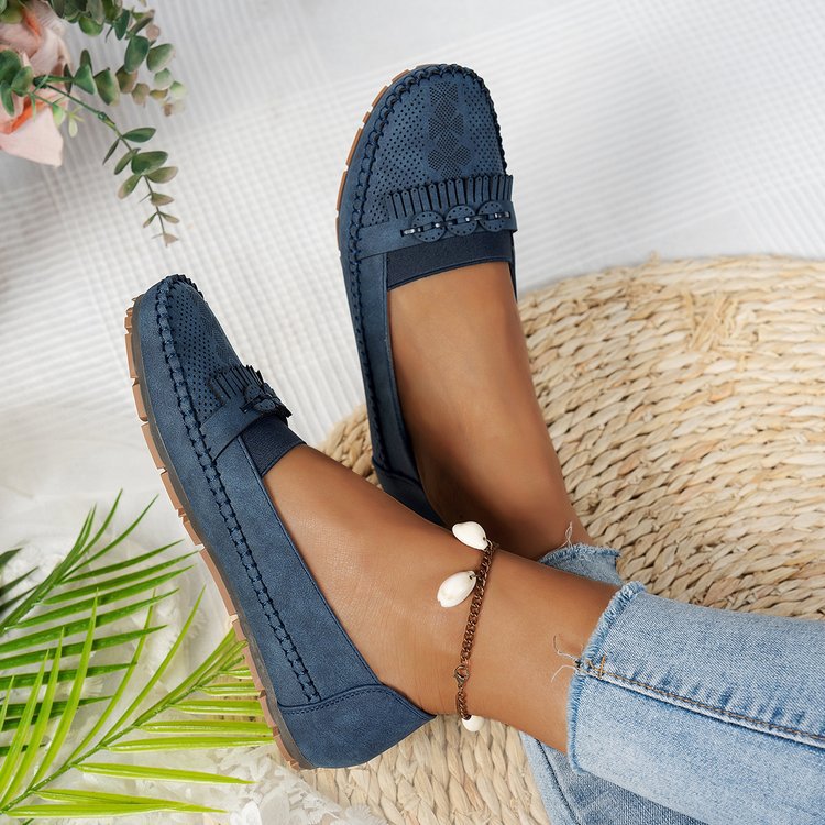 Damen Mokassins mit eleganter Fransen-Detailgestaltung und rutschfester Sohle R&B