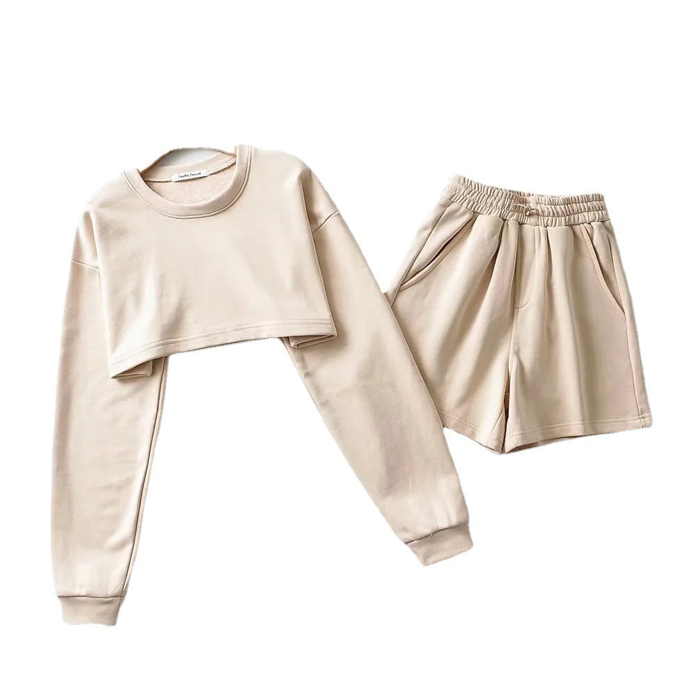 Damen lässiges Crop-Top und Shorts Set